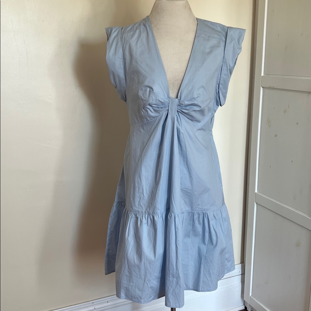 NWT Steve Madden Blue Tiered Mini Dress V-Neck Sleeveless Size XL